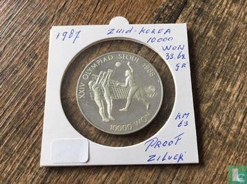 Zuid-Korea 10000 won 1987 (PROOF) 1988 Summer Olympics i..., Verzenden, Losse munt, Goud