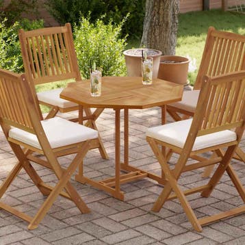 vidaXL Tafelblad achthoekig 80x80x2,5 cm massief teakhout, Huis en Inrichting, Verzenden, Nieuw