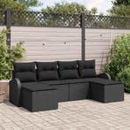 vidaXL Tuinbank Set met kussen 6 pcs Zwart Poly Riet, Verzenden, Nieuw
