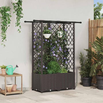 vidaXL Verhoogd Bed met Trellis en Dak Bruin 124 x 40 x 136, Verzenden, Nieuw
