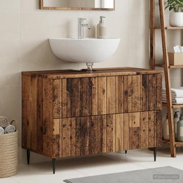 vidaXL Wastafel kabinet voor de badkamer ZWOLLE Oud hout, Huis en Inrichting, Verzenden, Nieuw