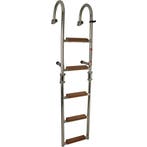 Opvouwbare Zwemtrap Rvs 5 Houten Treden 111x25cm, Watersport en Boten, Ophalen of Verzenden, Nieuw