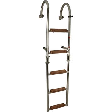 Opvouwbare Zwemtrap Rvs 5 Houten Treden 111x25cm, Ophalen of Verzenden, Nieuw