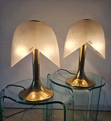 Ve Art - Lamp - Glas, Messing - Een paar tafellampen