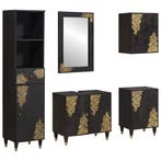 vidaXL Badkamerkast set met lade 5 pcs Zwart Massief Mango, Verzenden, Nieuw