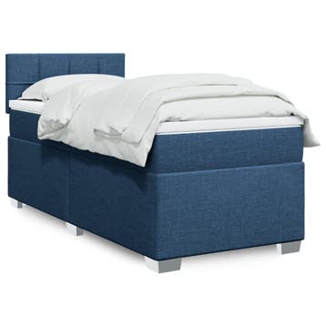 vidaXL Boxspring met matras stof blauw 80x200 cm, Verzenden