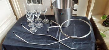 Drinkservies (8) - Kristal, Staal - CHAMPAGNE/PROSSECO SET ., Antiek en Kunst