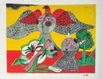 Corneille (1922-2010) - Chat, fleur et oiseau, Antiquités & Art