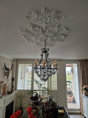 Plafonnier suspendu - Bronze, Cristal - Lustre ancien