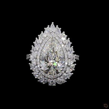 Ring - 14 karaat Witgoud - 7.91ct. tw. Diamant (Lab-grown) -, Nieuw
