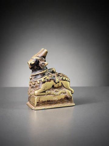 Beeld, Nandi - 17-18th c. - 10 cm - Brons