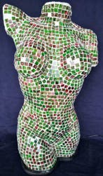Damestorso's sfeerlampen kleurrijk mozaiekglas handgemaakt, Ophalen of Verzenden, Nieuw, Glas, 50 tot 75 cm