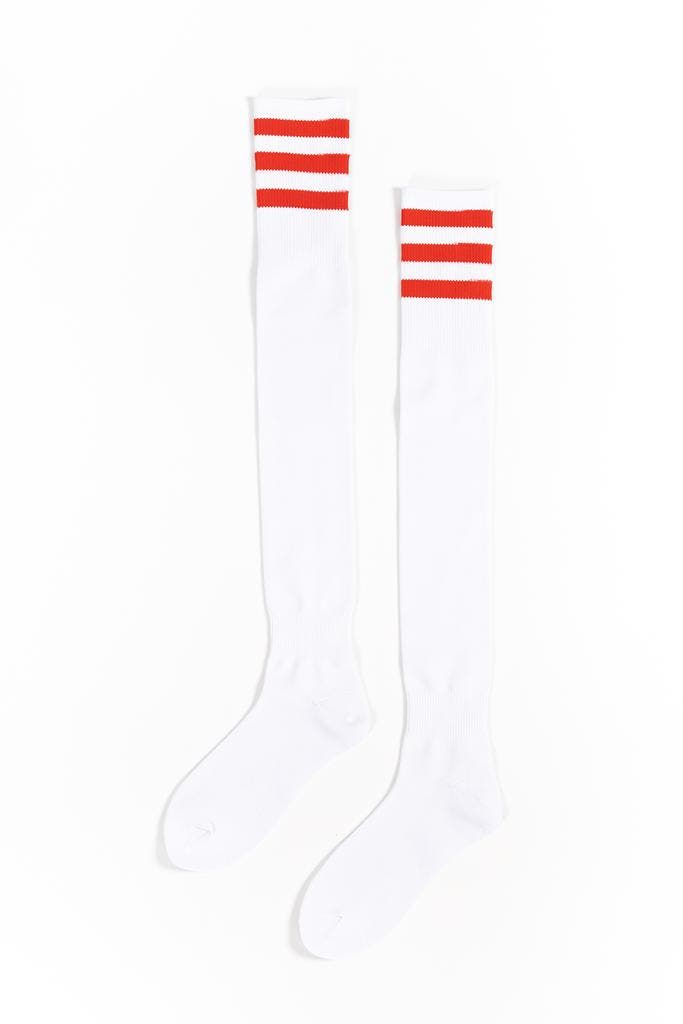 Sokken Wit Rode Strepen 36-41 Dames Heren Unisex Witte Lange, Kleding | Dames, Carnavalskleding en Feestkleding, Nieuw, Ophalen of Verzenden