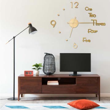 vidaXL 3D-wandklok modern XXL 100 cm goudkleurig, Verzenden