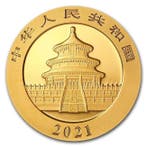 China. 100 Yuan 2021 8g ¥100 Yuan Chinese Gold Panda Coin BU
