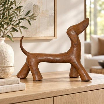 Abdoulaye Derme - sculptuur, Chien - 20 cm - Brons, Antiek en Kunst