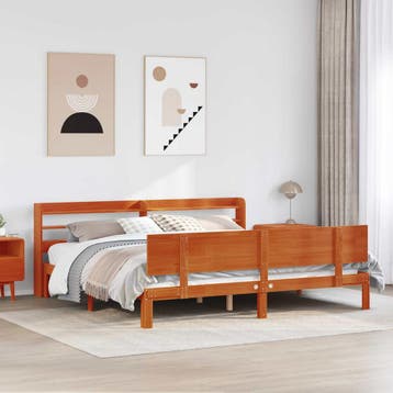 vidaXL Bedframe met plank met opslag 2 st Wasbruin Massief, Huis en Inrichting, Slaapkamer | Bedden, Verzenden, Nieuw