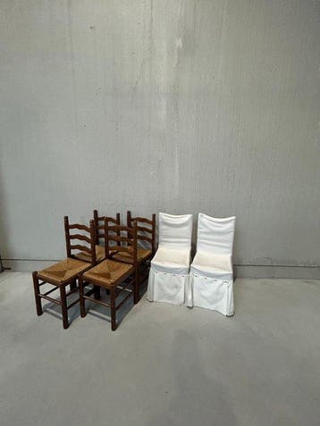 Stoel - hard hout - Set van zes stoelen - French Provenzal