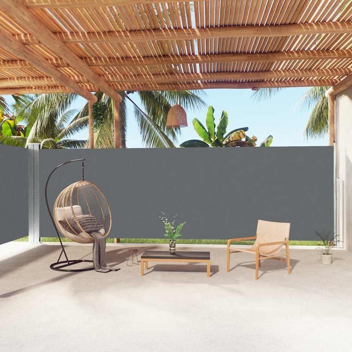 vidaXL Windscherm uittrekbaar 200x1000 cm antracietkleurig, Tuin en Terras, Parasols, Nieuw, Verzenden