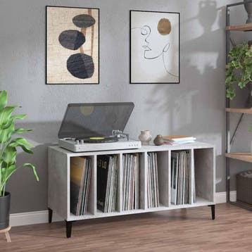 vidaXL Platenkast 100x38x48 cm bewerkt hout betongrijs, Huis en Inrichting, Verzenden, Nieuw