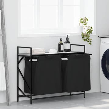 vidaXL Wasmand 2 vakken met plank grijs sonoma eiken, Verzenden