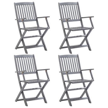vidaXL Klapstoelen 4 stuks van massief acaciahout, Verzenden, Nieuw