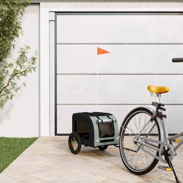 vidaXL Hondenfietstrailer oxford stof en ijzer grijs en, Verzenden, Nieuw