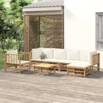 vidaXL 7-delige Loungeset met kussens bamboe crèmewit, Verzenden, Loungeset