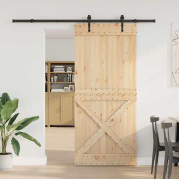vidaXL Schuifdeur NARVIK Naturel en Zwart 90 x 210 cm (213,5, Verzenden, Nieuw