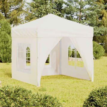 vidaXL Partytent inklapbaar met zijwanden 2x2 m crèmekleurig, Tuin en Terras, Verzenden, Nieuw