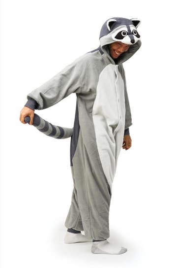 KIMU® Onesie Grijze Wasbeer Pak S-M of 158-164 Wasbeerpak Ko, Ophalen of Verzenden
