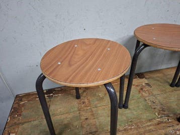 Kruk - Metaal, Hout - School krukjes 3x