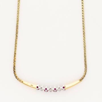 Collier - 14 carats Or jaune, Or blanc Rubis - Diamant, Nieuw