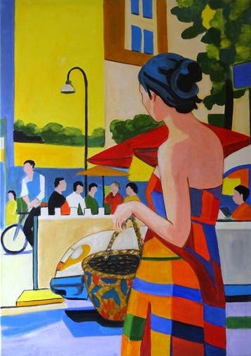 Corina Schroeder - Woman with a straw basket XL