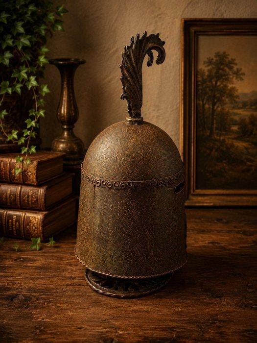 Sculpture, Middeleeuwse Ridderhelm in Gotische Stijl – Nieuw, Antiquités & Art, Curiosités & Brocante