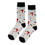 Sokken Katoen - Kapper Kapsalon Barbershop Print - Grijs