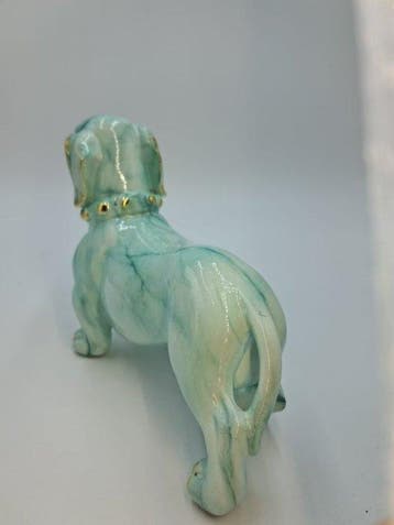 Beeldje - Bassotto Decorativo in Resina Effetto Ceramica