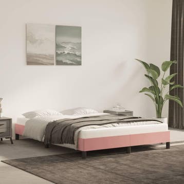vidaXL Bedframe fluweel roze 140x200 cm, Verzenden