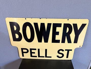 Origineel New York City Straatnaambord – Bowery / Pell St –