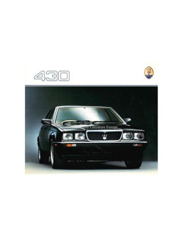 1988 MASERATI 430 BROCHURE ENGELS, Ophalen of Verzenden