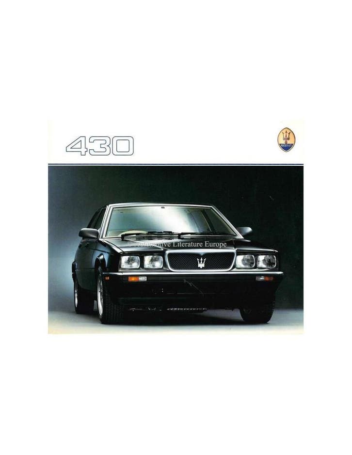 1988 MASERATI 430 BROCHURE ENGELS, Boeken, Auto's | Folders en Tijdschriften, Ophalen of Verzenden