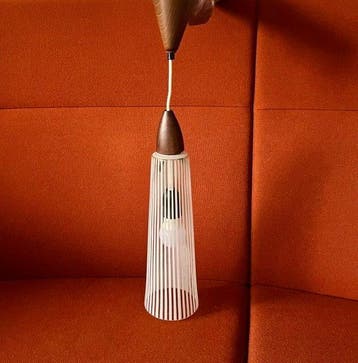 Lampe à suspendre (3) - Vintage -Conisch- verre à rayures