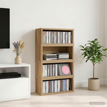 vidaXL CD Opslagrek 4 st Artisanaal eiken 40 x 17 x 17 cm, Verzenden, Nieuw