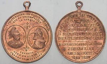 Brons medaille 1889 Sachsen-albertinische Linie Albert 18..., Verzenden
