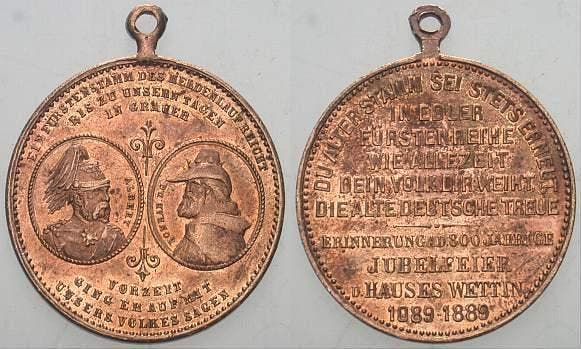 Brons medaille 1889 Sachsen-albertinische Linie Albert 18..., Timbres & Monnaies, Pièces & Médailles, Envoi