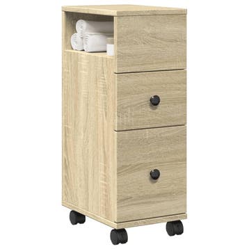 vidaXL Badkamerkast smal met wielen bewerkt hout sonoma, Verzenden, Nieuw