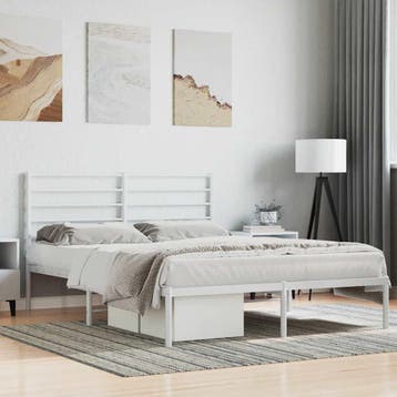vidaXL Bedframe met hoofdbord metaal wit 160x200 cm, Verzenden, Nieuw
