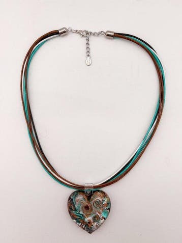 Murano-glas - Halsketting - zilveren bladhanger