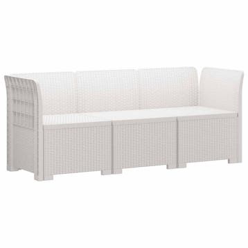 vidaXL 3-Zits Tuin Sofa Rottanlook PP Wit, Verzenden