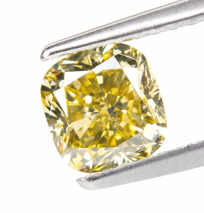 1 pcs Diamant (Natuurlijk gekleurd) - 1.02 ct - Cushion -, Bijoux, Sacs & Beauté, Pierres précieuses